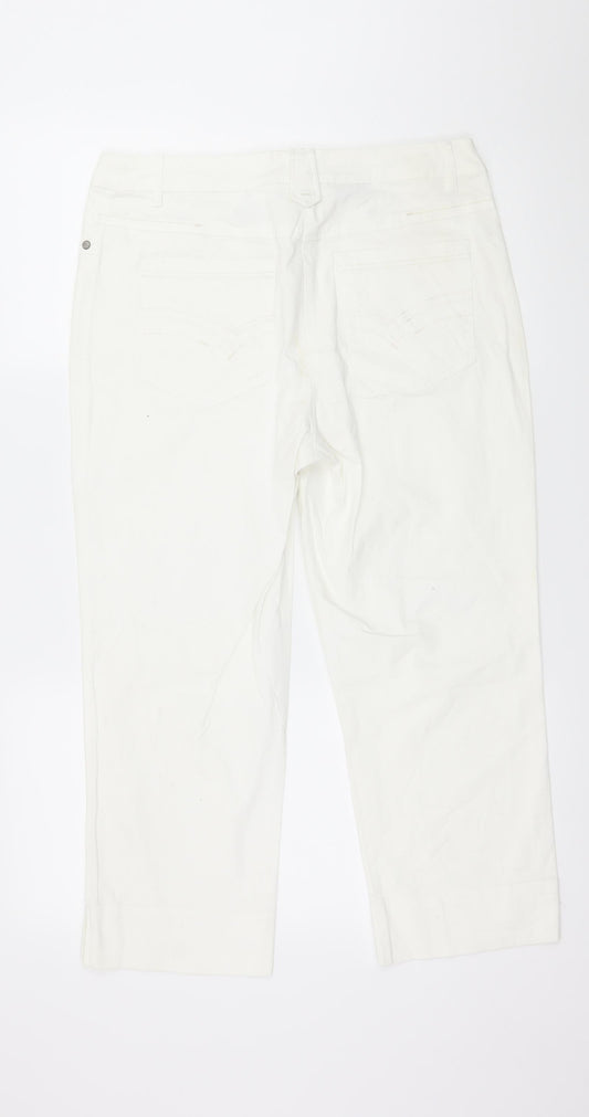 C&A Womens White  Denim Capri Jeans Size 14 L23 in