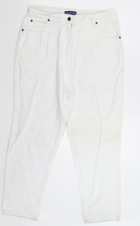 Brooker Womens White  Denim Straight Jeans Size 16 L25 in