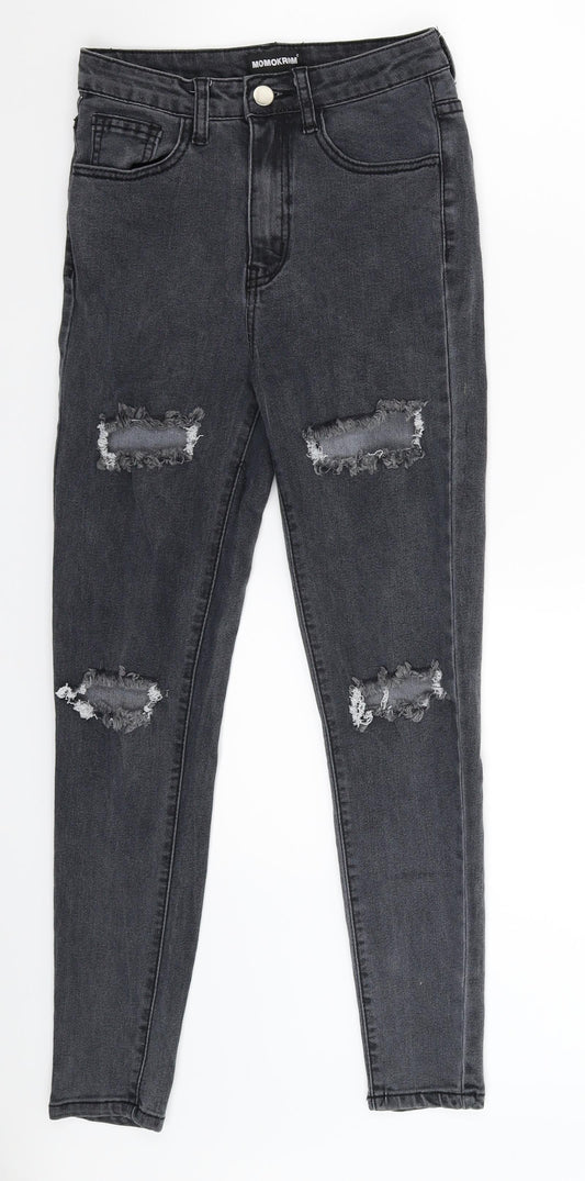 Womens UK Size S Momokrom Extra-Slim Fit Jegging Grey Jeans