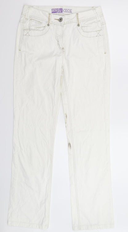 Womens UK Size 28 in Cecil Regular Fit Straight White Jeans