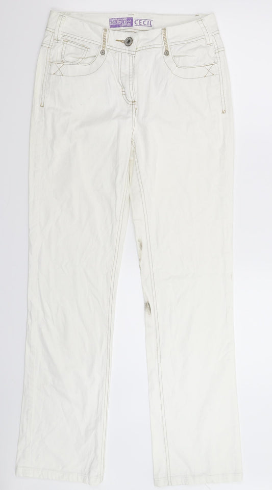 Womens UK Size 28 in Cecil Regular Fit Straight White Jeans