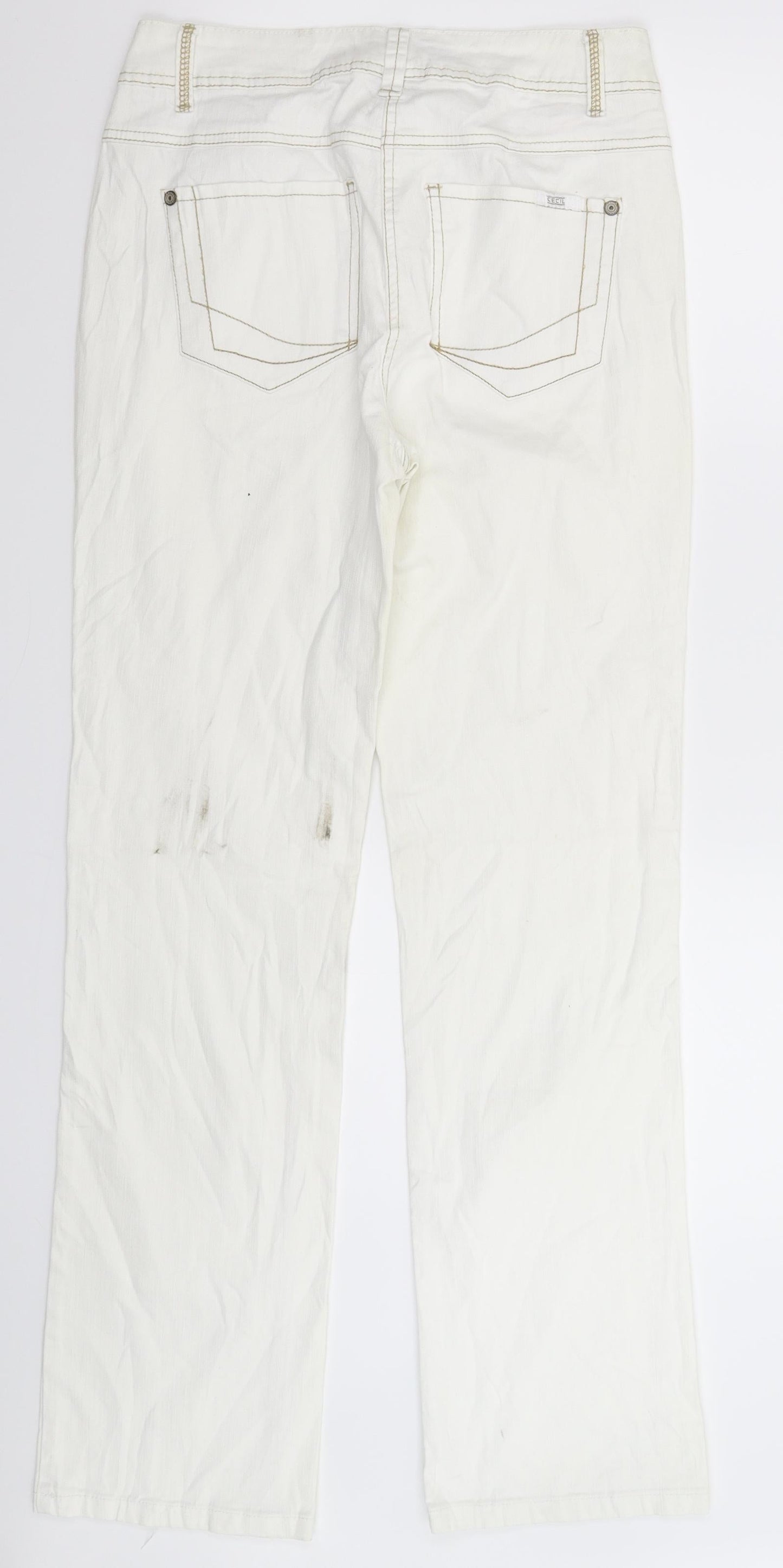Womens UK Size 28 in Cecil Regular Fit Straight White Jeans