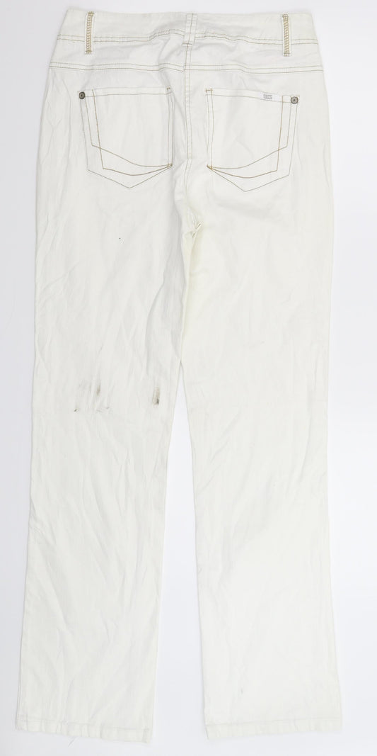 Womens UK Size 28 in Cecil Regular Fit Straight White Jeans