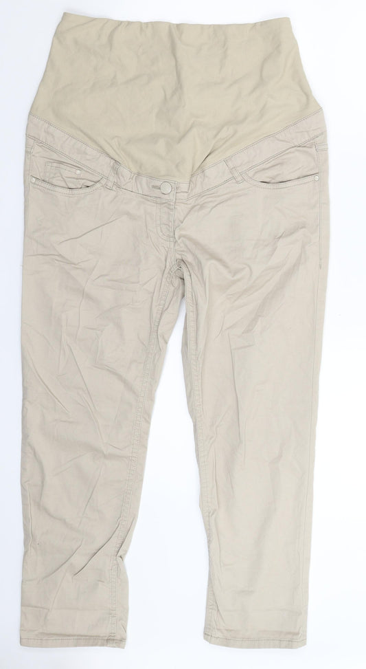 Womens UK Size 14 H&M Extra-Slim Fit Cropped Beige Trousers