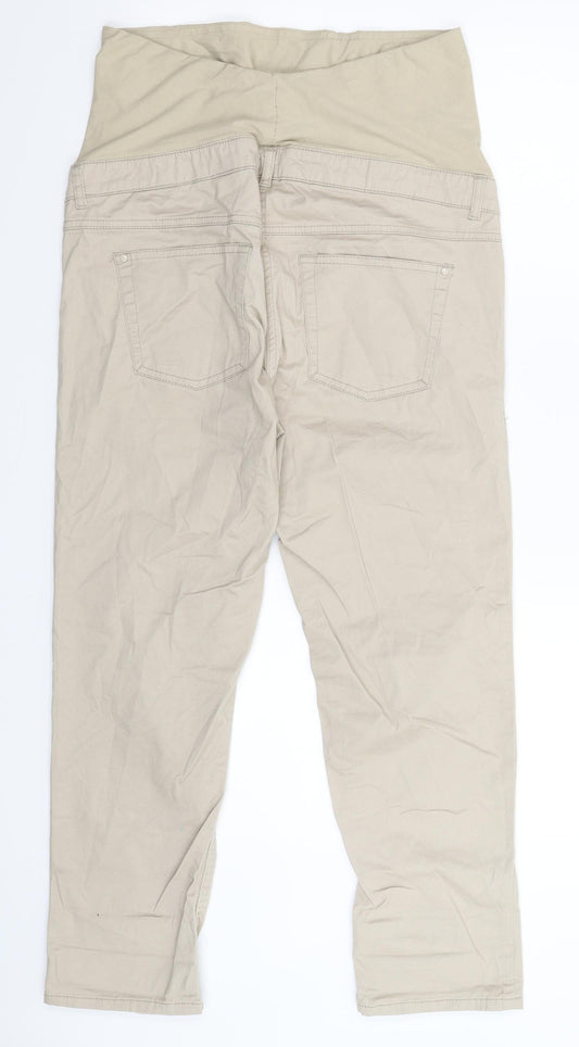 Womens UK Size 14 H&M Extra-Slim Fit Cropped Beige Trousers