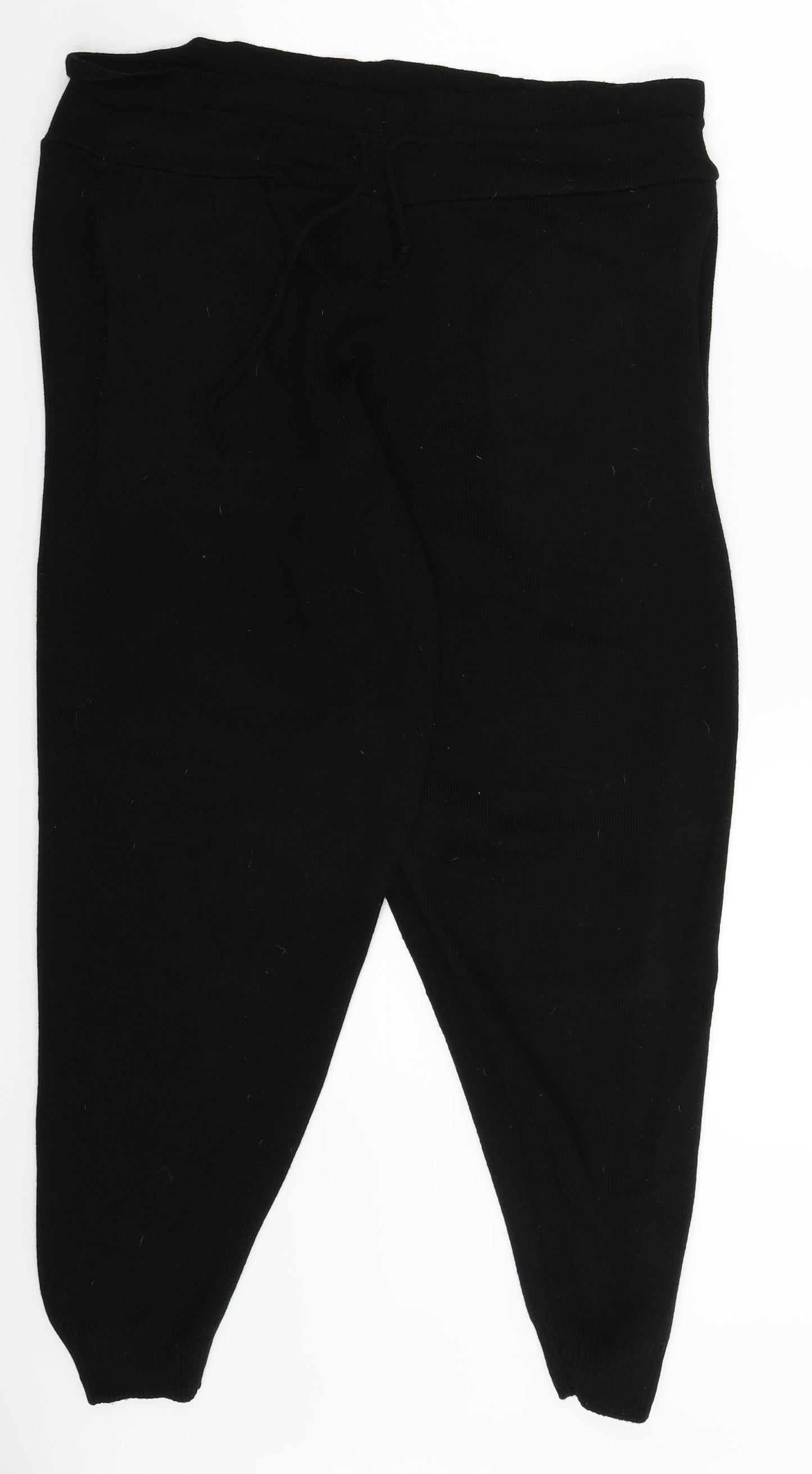 Womens UK Size L Preworn Regular Fit Cropped Black Trousers