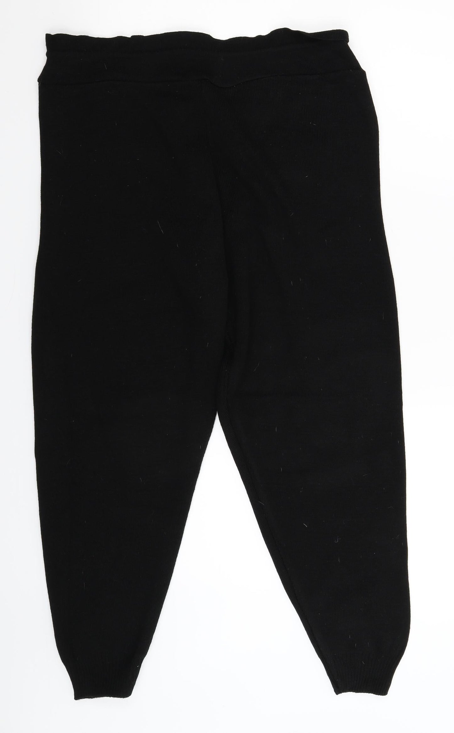Womens UK Size L Preworn Regular Fit Cropped Black Trousers