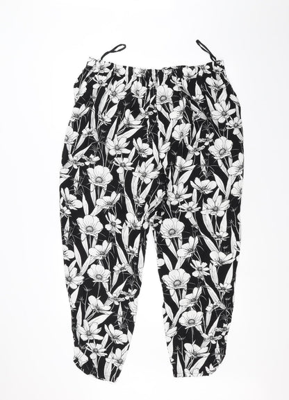 F&F Womens Black Floral  Trousers  Size 18 L26 in