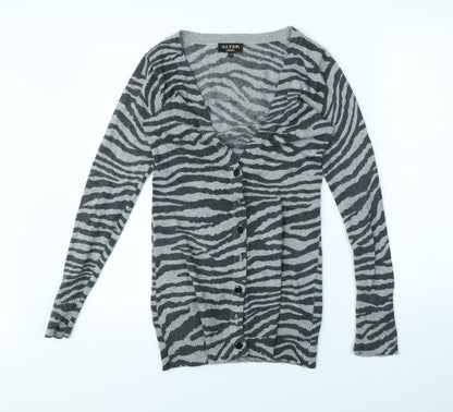 ALTER Womens Grey Animal Print  Cardigan Jumper Size S