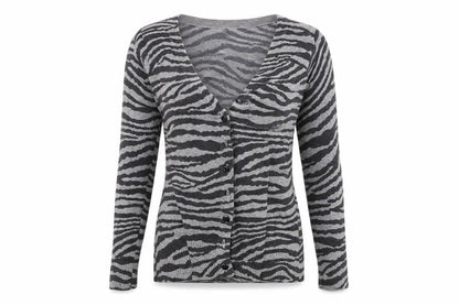 ALTER Womens Grey Animal Print  Cardigan Jumper Size S