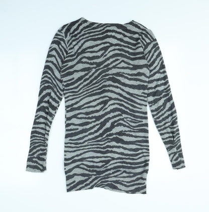 ALTER Womens Grey Animal Print  Cardigan Jumper Size S