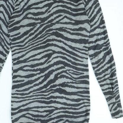ALTER Womens Grey Animal Print  Cardigan Jumper Size S