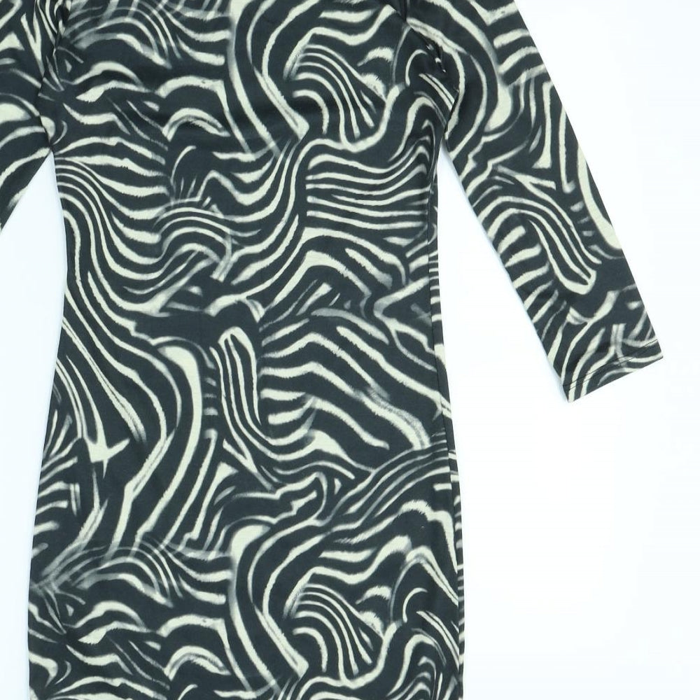 Atmosphere Womens Black Geometric  Mini  Size 10