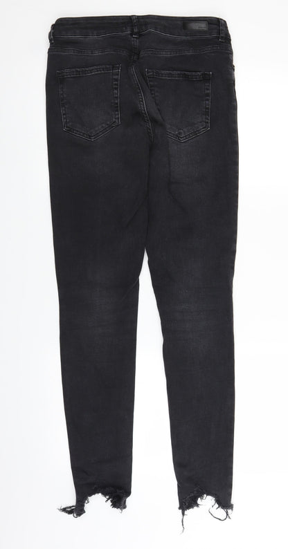 Womens UK Size M Pieces Regular Fit Straight Black Jeans