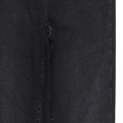 Womens UK Size M Pieces Regular Fit Straight Black Jeans