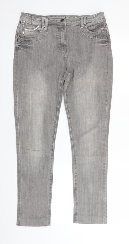 M&Co Womens Grey  Denim Skinny Jeans Size 12 L26 in