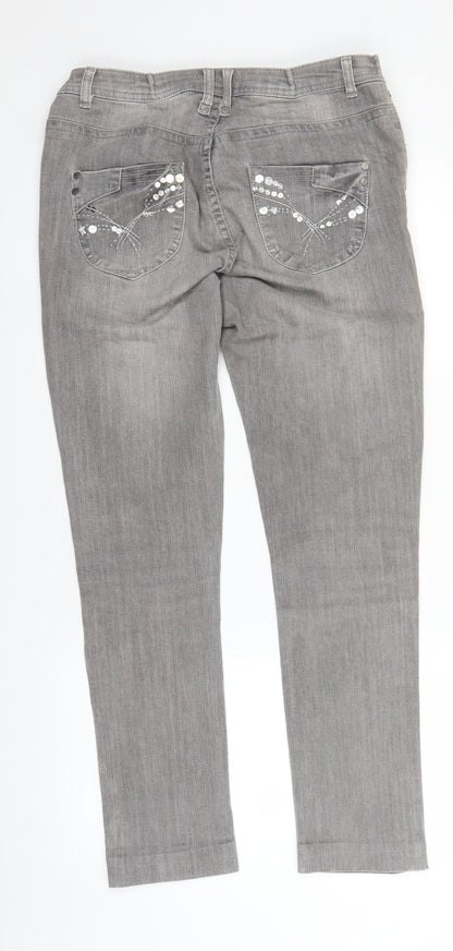 M&Co Womens Grey  Denim Skinny Jeans Size 12 L26 in