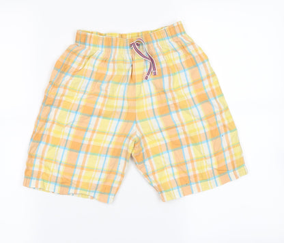 M&S Girls Yellow Check  Mom Shorts Size 9 Years