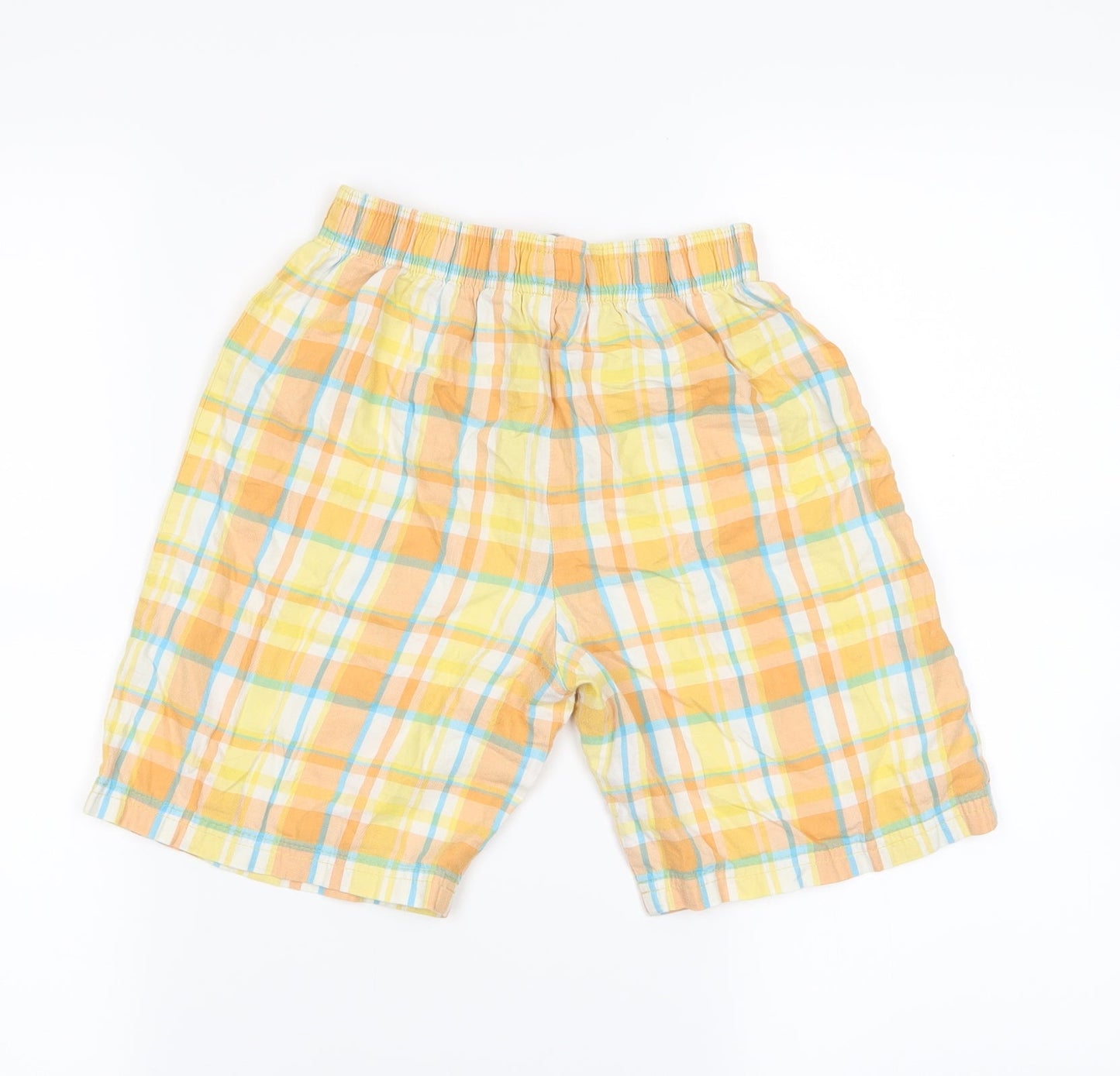 M&S Girls Yellow Check  Mom Shorts Size 9 Years