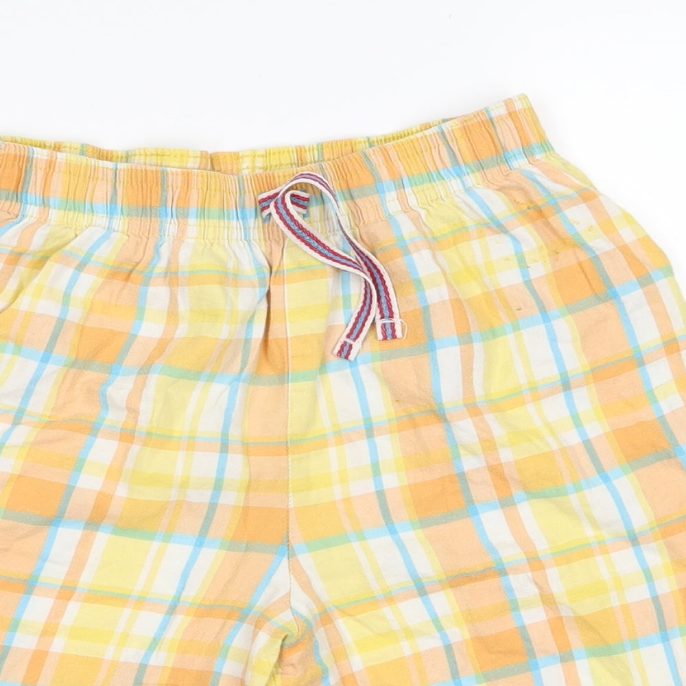 M&S Girls Yellow Check  Mom Shorts Size 9 Years