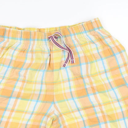 M&S Girls Yellow Check  Mom Shorts Size 9 Years