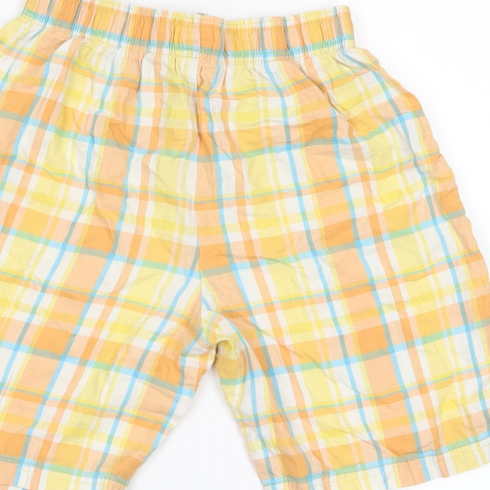 M&S Girls Yellow Check  Mom Shorts Size 9 Years