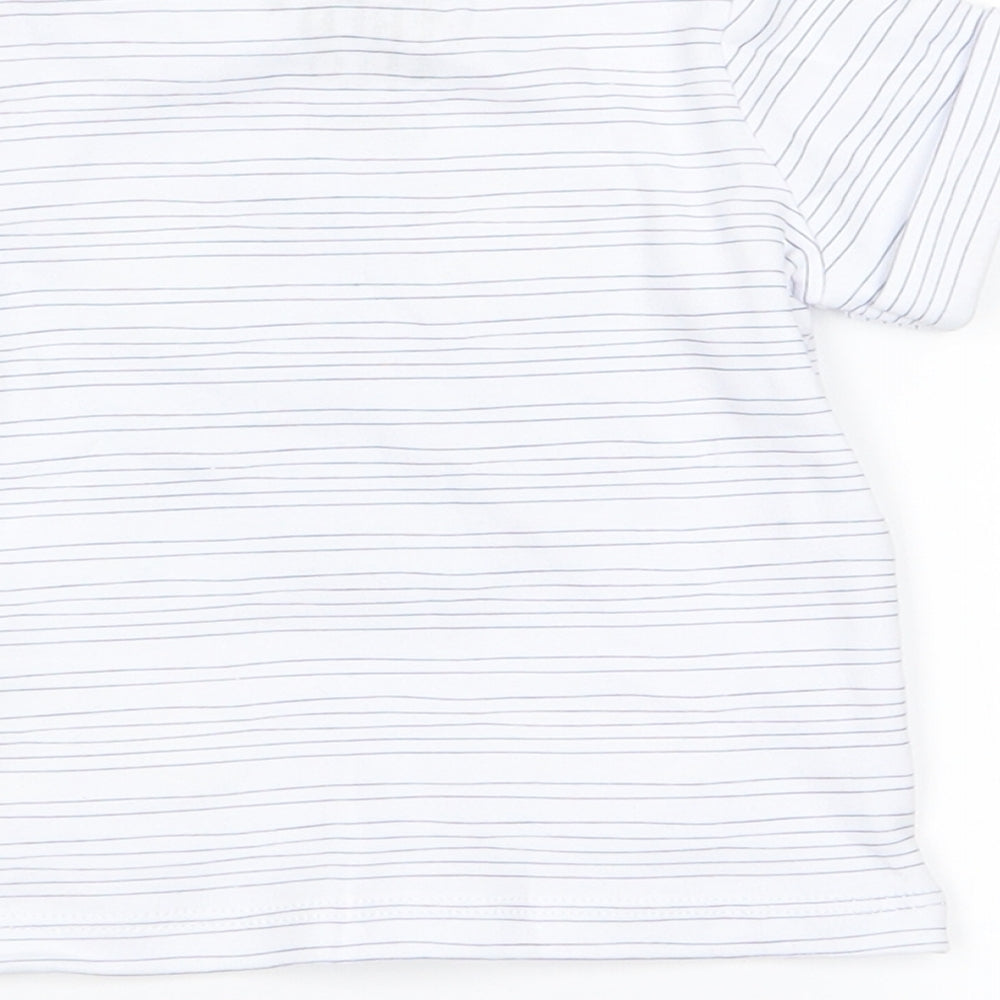 fred flo Baby White Striped  Basic T-Shirt Size 0-3 Months  - lion