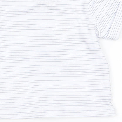 fred flo Baby White Striped  Basic T-Shirt Size 0-3 Months  - lion