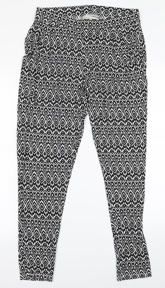 F&F Womens White Animal Print  Jegging Trousers Size 12 L25 in