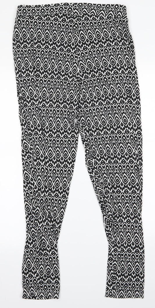F&F Womens White Animal Print  Jegging Trousers Size 12 L25 in