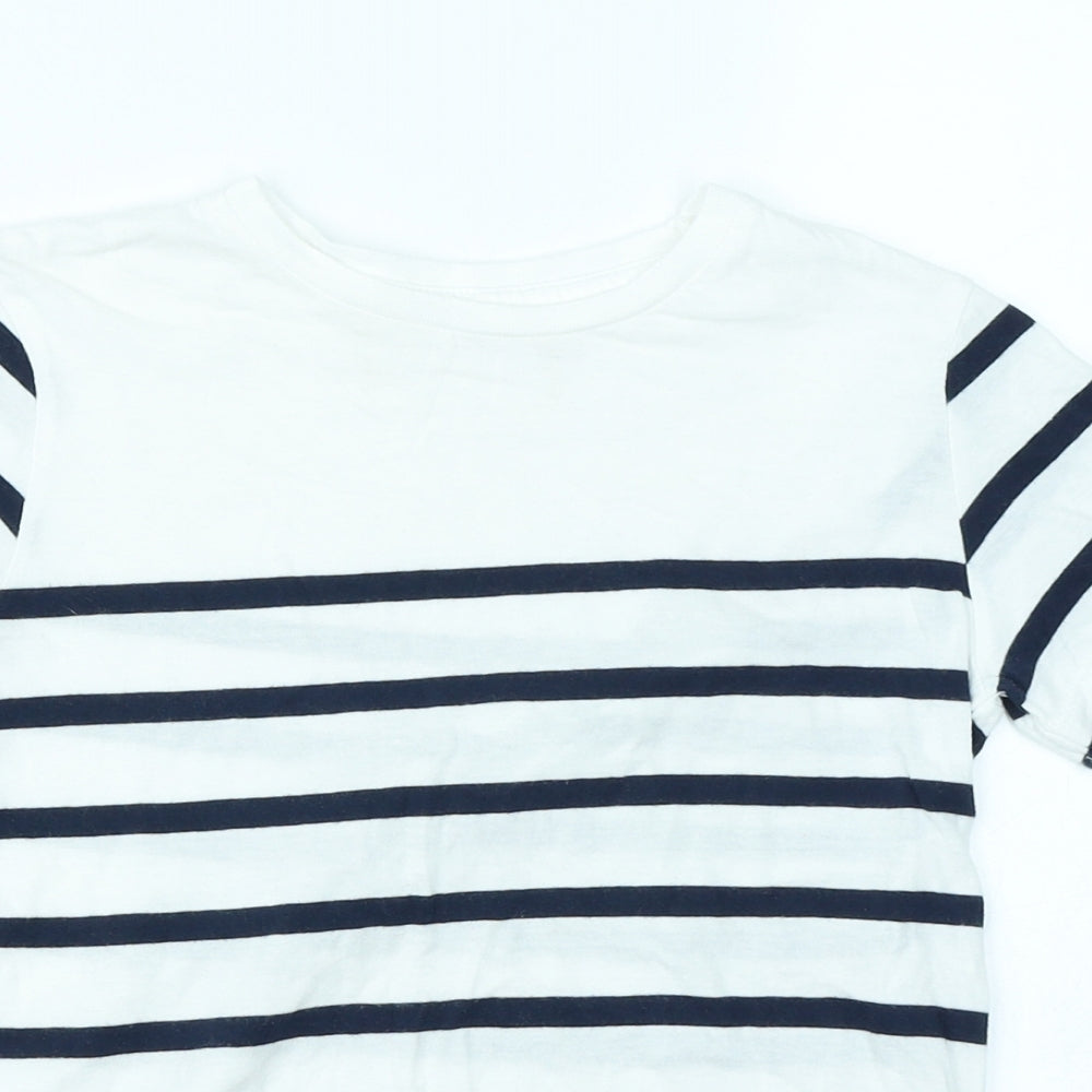 River Island Girls White Striped  Basic T-Shirt Size 5-6 Years