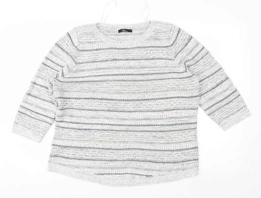 Bonmarché Womens Grey Striped  Pullover Jumper Size L