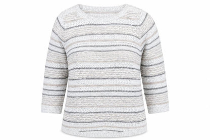 Bonmarché Womens Grey Striped Pullover Jumper Size L