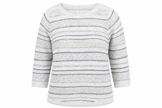 Bonmarché Womens Grey Striped  Pullover Jumper Size L