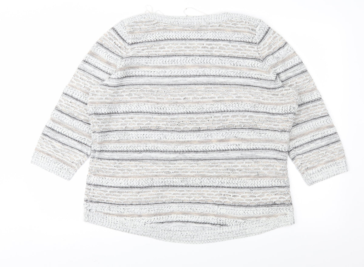 Bonmarché Womens Grey Striped Pullover Jumper Size L