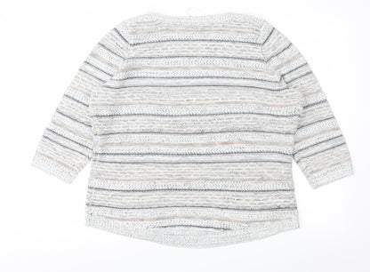 Bonmarché Womens Grey Striped Pullover Jumper Size L