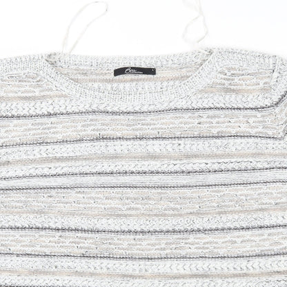 Bonmarché Womens Grey Striped Pullover Jumper Size L