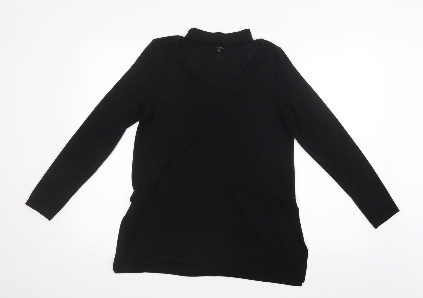 Womens UK Size 12 River Island Black Basic T-Shirt