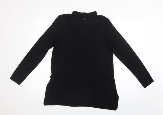 Womens UK Size 12 River Island Black Basic T-Shirt