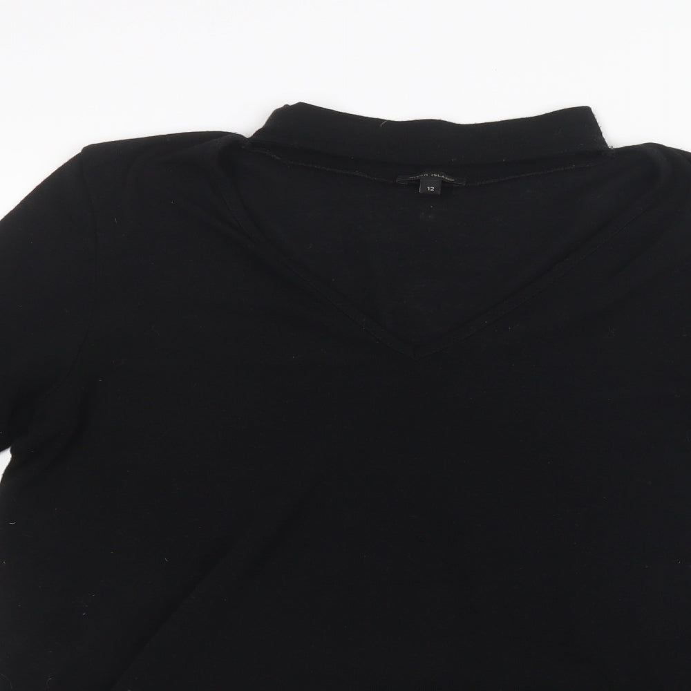 Womens UK Size 12 River Island Black Basic T-Shirt