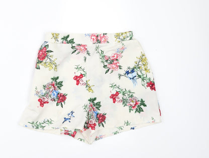 Primark Womens Ivory Floral   Shorts Size 4