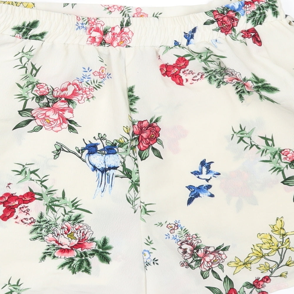Primark Womens Ivory Floral   Shorts Size 4