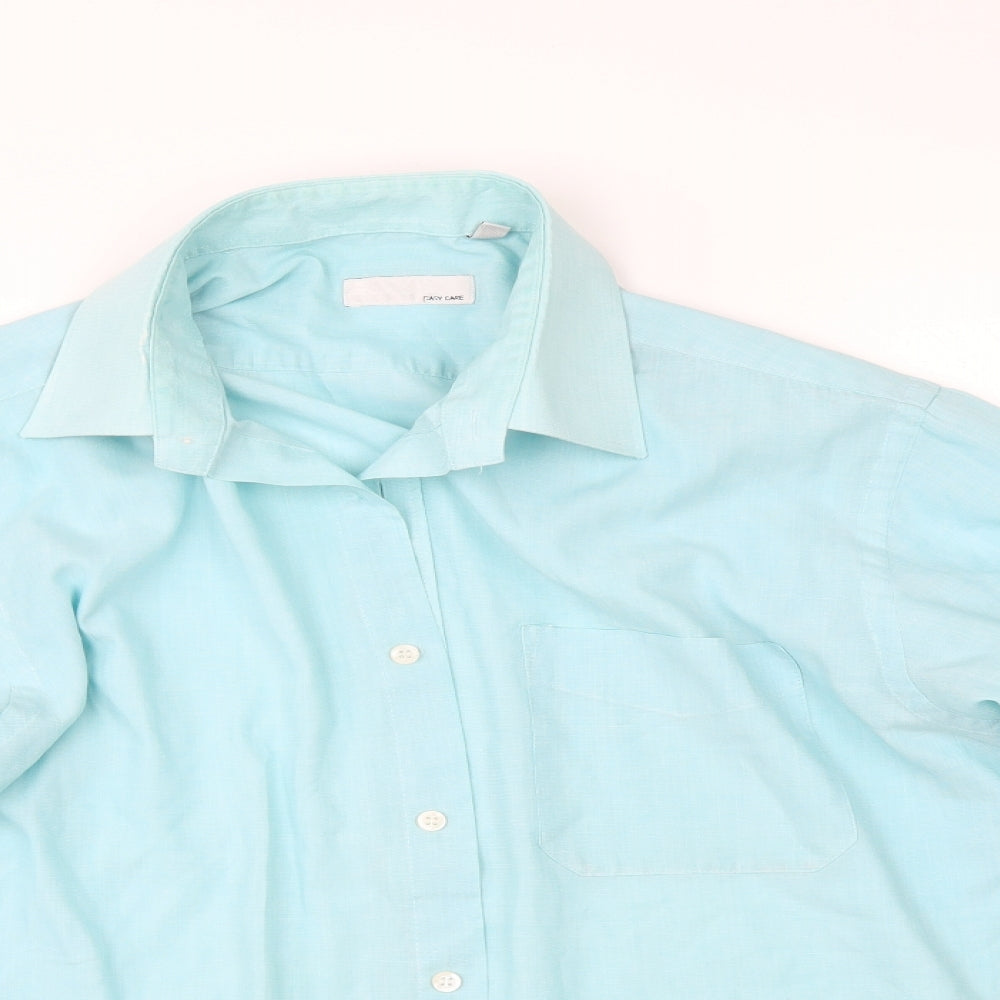 Mens UK Size 16 BHS Green  Button-Up Long Sleeve Casual Shirt