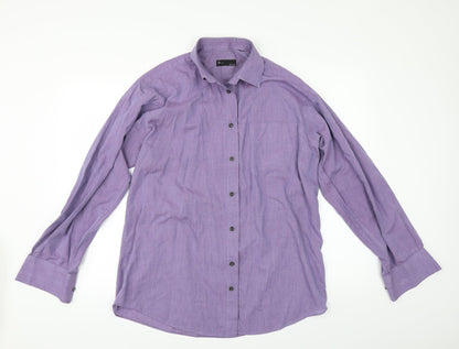Mens UK Size 15 BHS Purple  Button-Up Long Sleeve Casual Shirt