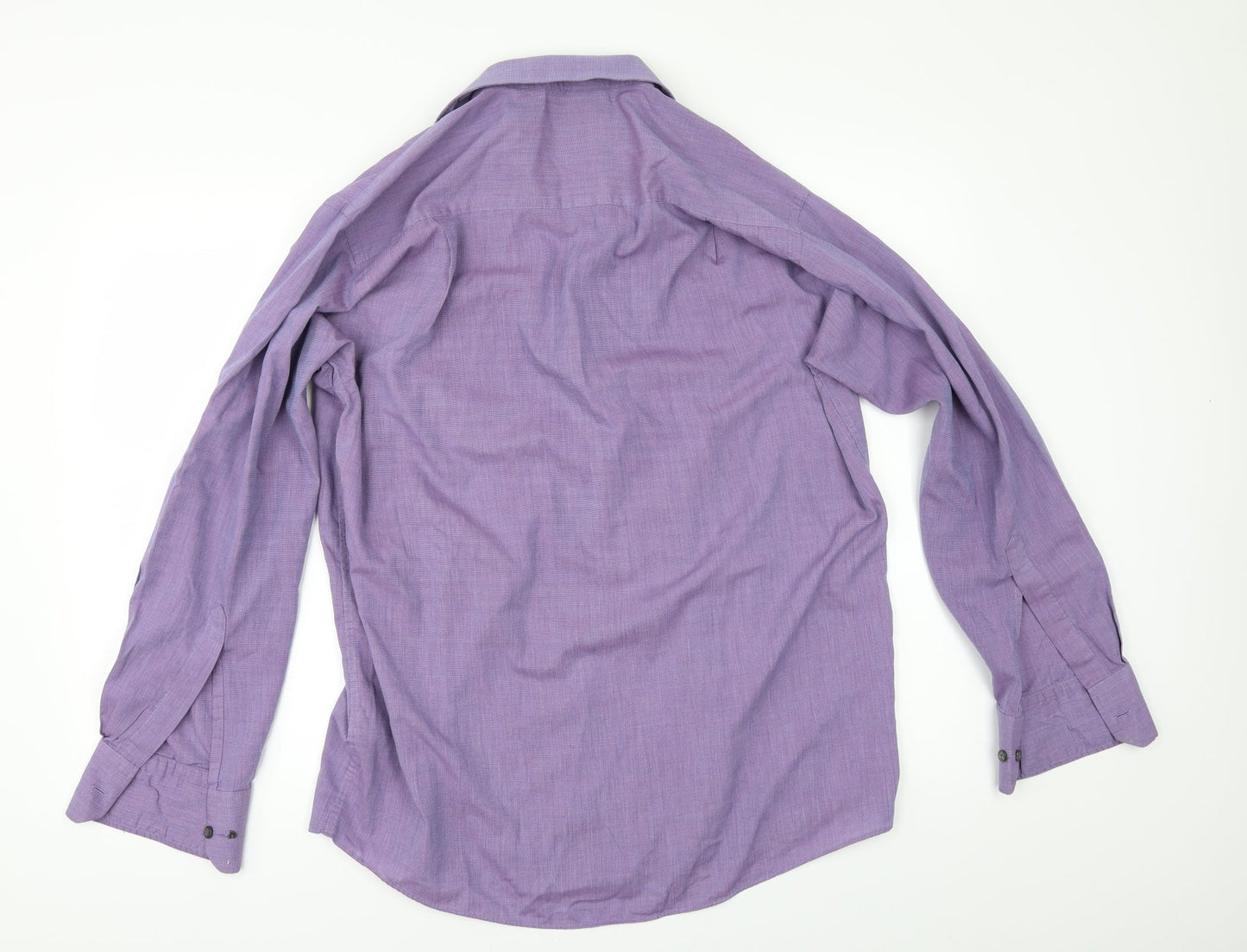 Mens UK Size 15 BHS Purple  Button-Up Long Sleeve Casual Shirt