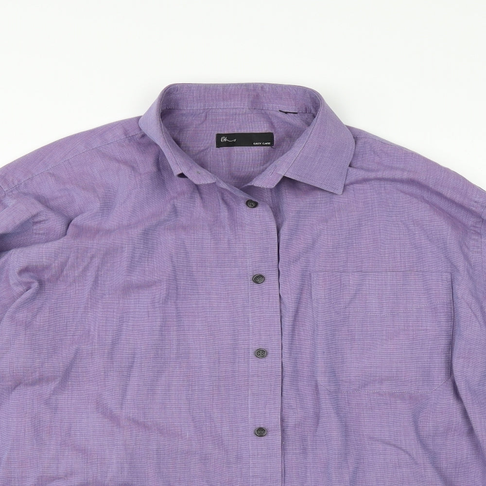 Mens UK Size 15 BHS Purple  Button-Up Long Sleeve Casual Shirt