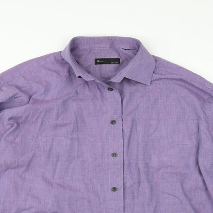 Mens UK Size 15 BHS Purple  Button-Up Long Sleeve Casual Shirt