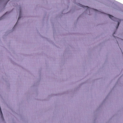 Mens UK Size 15 BHS Purple  Button-Up Long Sleeve Casual Shirt