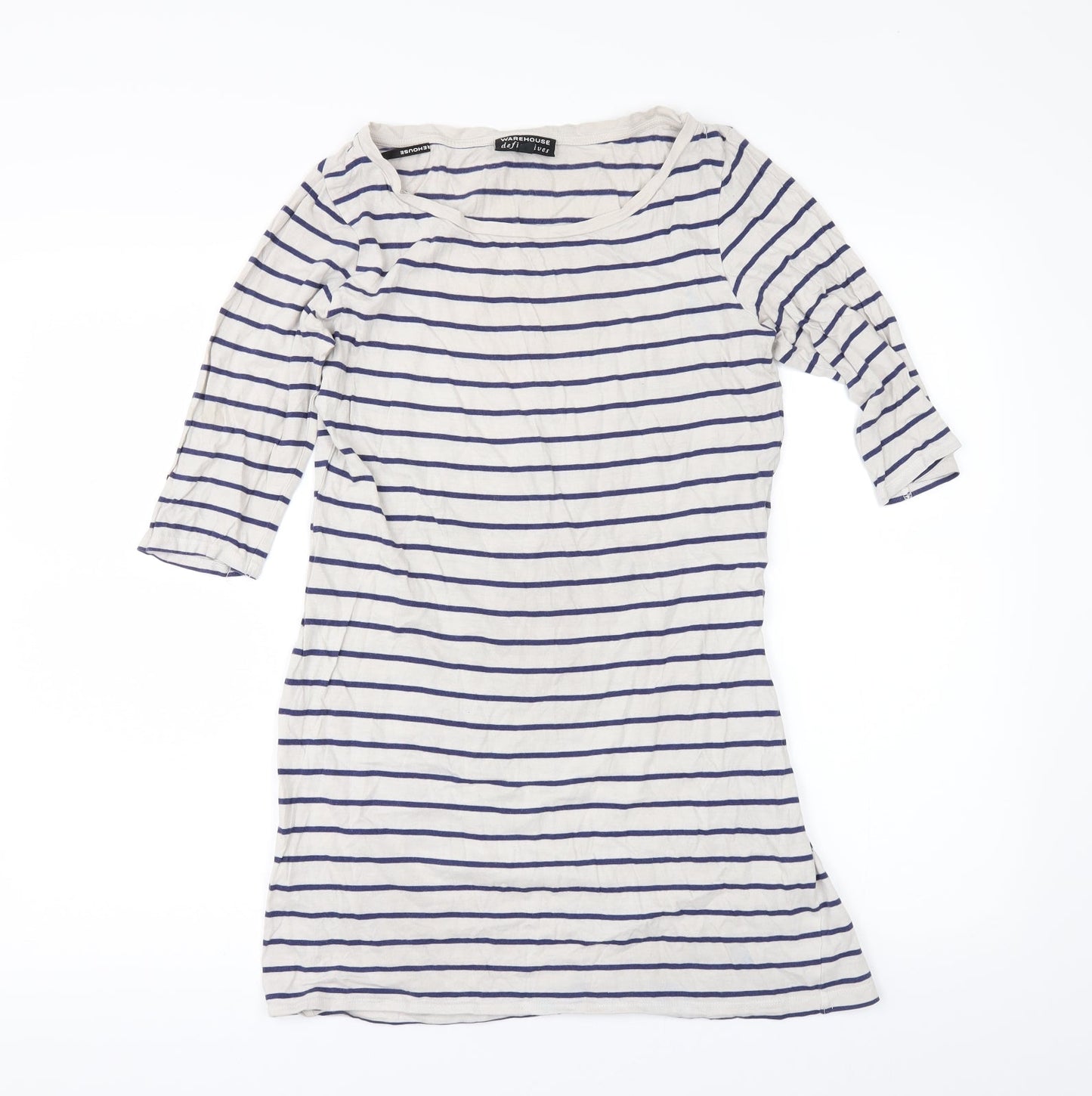 Womens UK Size 10 Warehouse Beige Basic T-Shirt