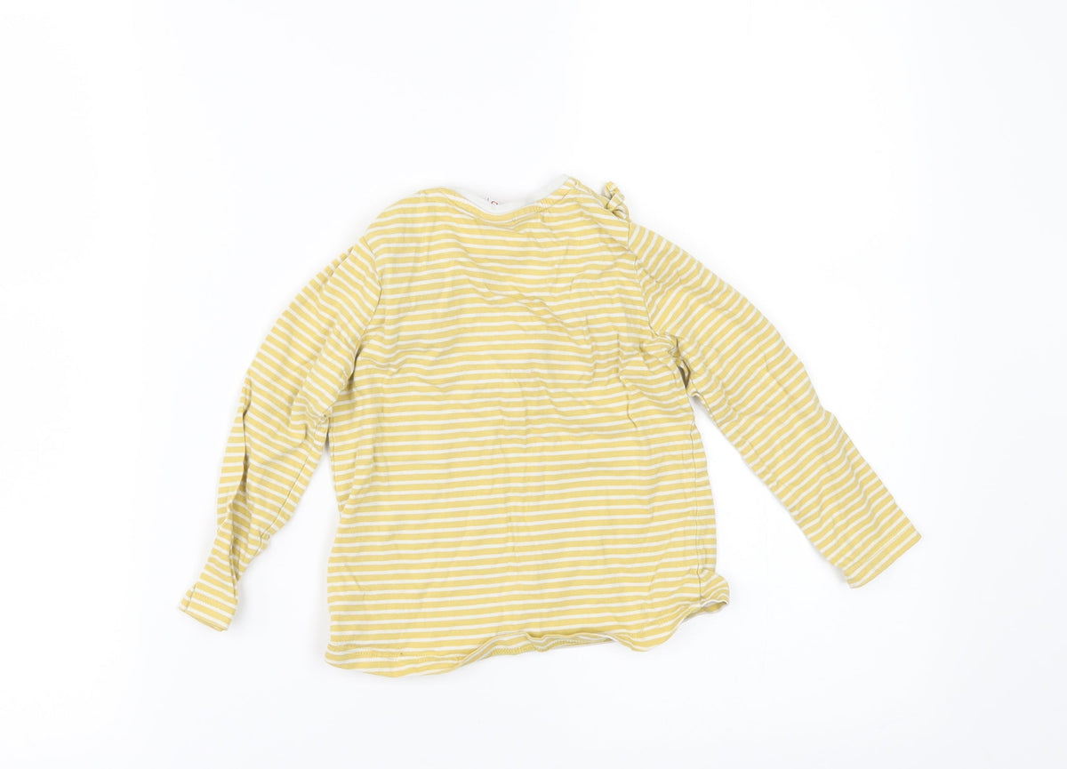 Back view of Mini Club girls’ yellow striped basic, size 2-3, years